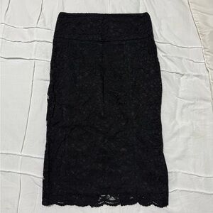 Express Elegant Black Lace Pencil Skirt